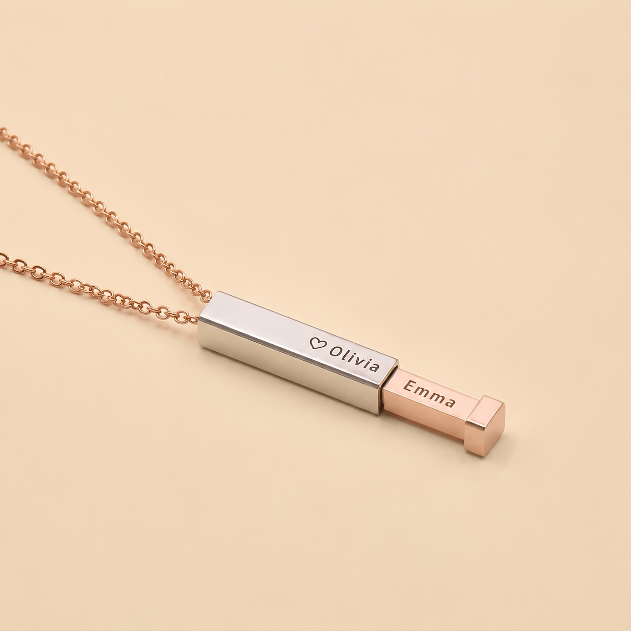 Personalized Sliding Necklace with Engraved Secret Message Pendant
